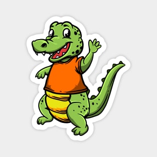 Cute Anthropomorphic Human-like Cartoon Character Alligator in Clothes Magnet