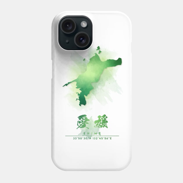 Ehime Watercolor Map Art Phone Case by Takeda_Art