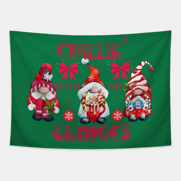 Chillin' With My Gnomies Funny Christmas Tapestry by Harlems Gee