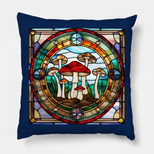 Toadstool Friends Stained Glass Pillow