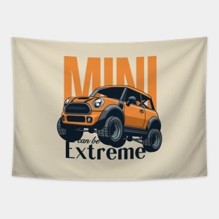 Car mini retro offroad extreme orange Tapestry