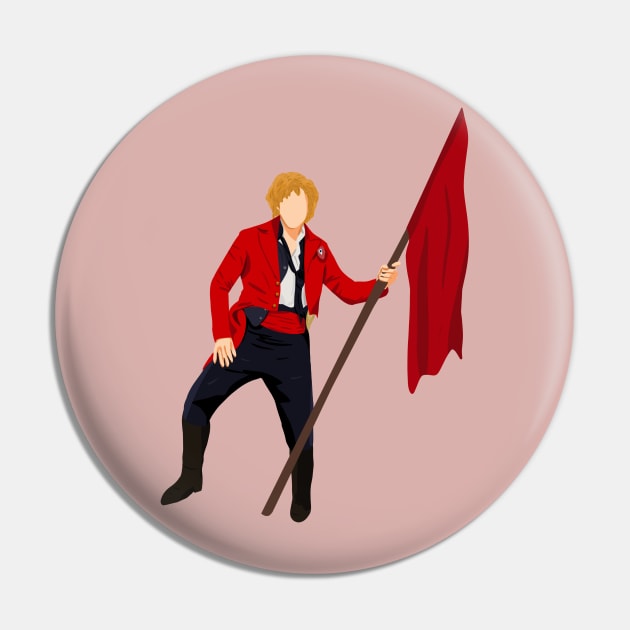 Enjolras at the Barricade holding a Red Flag Pin by byebyesally