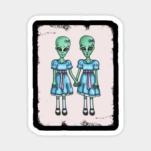 Creepy Alien Twins Magnet