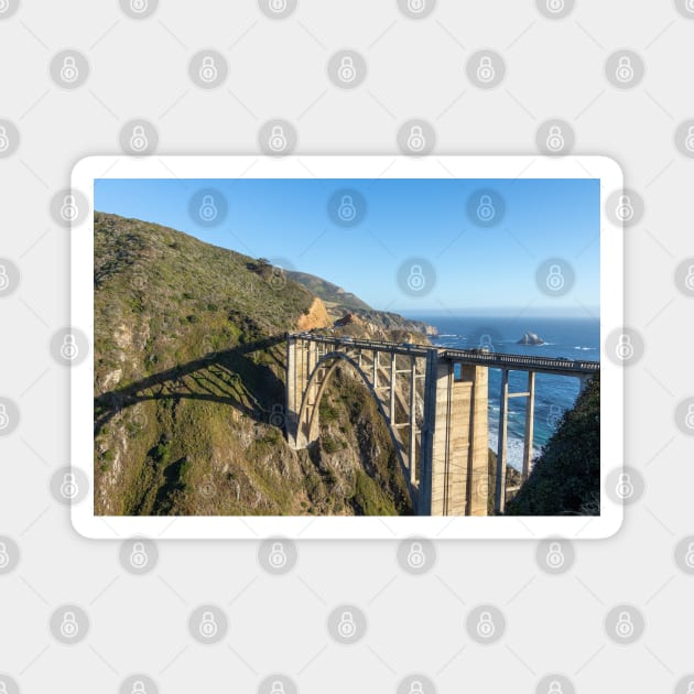 Bixby Bridge Over Bright Blue Water, California Magnet by SafariByMarisa