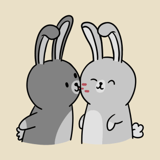 Lovely bunnies(rabbits), a sudden kiss. T-Shirt