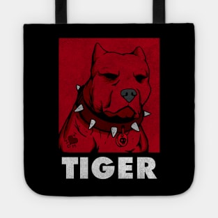 Pitbull Collar Spikes Red Tiger Funny I love mom Tattoo Tote