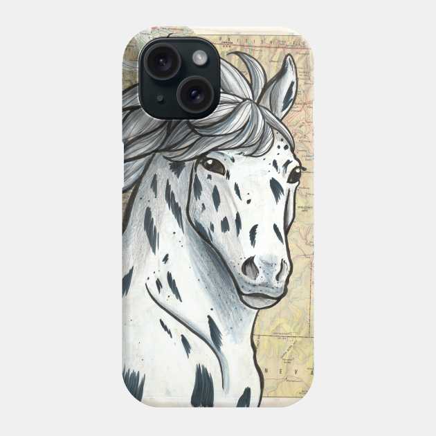 Appaloosa Horse on Map Phone Case by lizstaley