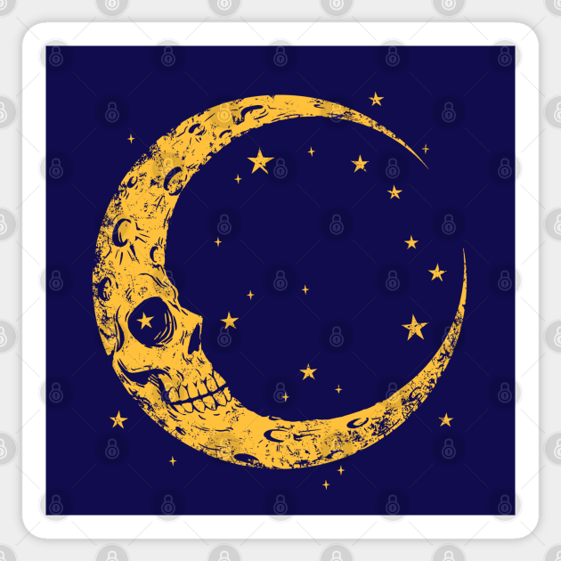Spooky Skull Moon - Moon - Sticker