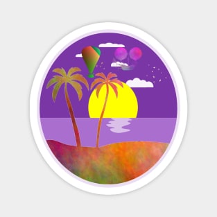Tropical Island Getaway Silhouette Steampunk Art Magnet