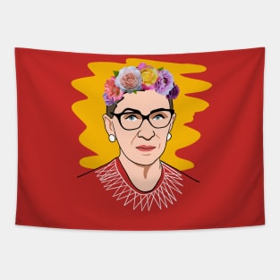 RBG - Ruth Bader Ginsburg Flower Crown Feminism Tapestry