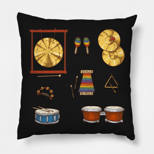 Percussion Musical Instruments. Sticker Pack Pillow by deepfuze