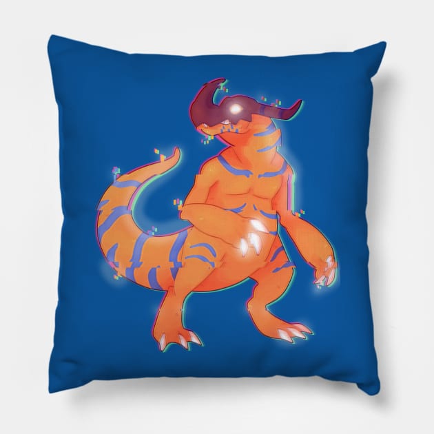 Greymon Glitch Pillow by C0RT0