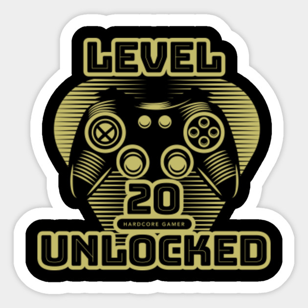 20th Birthday Hardcore Gamer Level 20 Unlocked Gaming 20th Birthday Gaming Gift Aufkleber Teepublic De