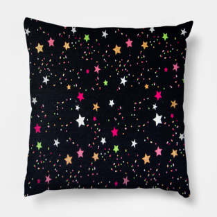 Pink and Purple Star Illustration Pillow