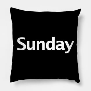 Sunday Minimal Typography White Text Pillow