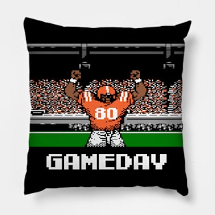 Orange and White Football Gameday Retro 8 Bit Linebacker Pillow