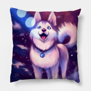 Cute Siberian Husky Drawing Pillow