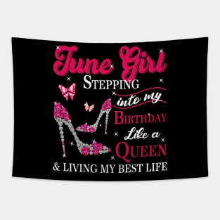 June girl stepping into my birthday like a queen funny june birthday gift Tapestry