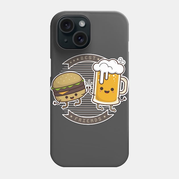 best friends hamburger and beer Phone Case by MissCactusArt