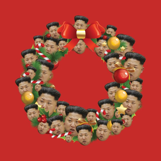 Kim Jong-un Multiface Christmas Wreath by Rebus28