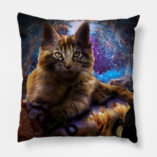 Galaxy Space Maine Coon Cat On Pizza Pillow