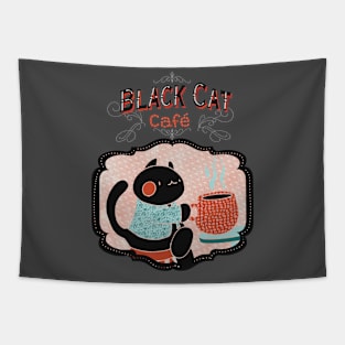 Black Cat Café Tapestry