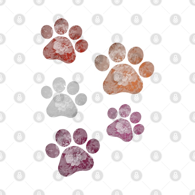 Subtle Floral Paw Prints Flag by Gedwolcraeft