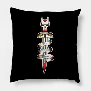 Death Before Dishonor Driver Dagger Tattoo Design Pillow