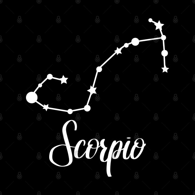 Scorpio Zodiac Constellation in White by Kelly Gigi