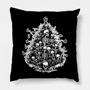 Black Christmas tree skulls and bones Pillow