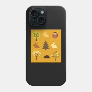 Nature (rabbits, hedgehogs and owls) pattern Phone Case