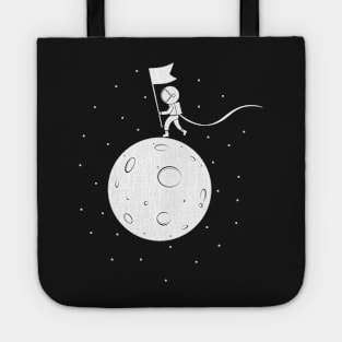 Black and White Moon Landing - White Tote