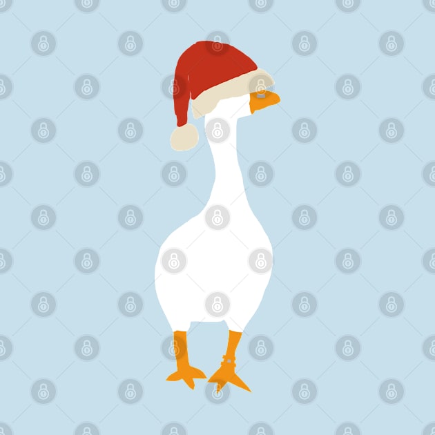 Minimal Abstract Christmas Goose Gamer in Santa Hat by ellenhenryart