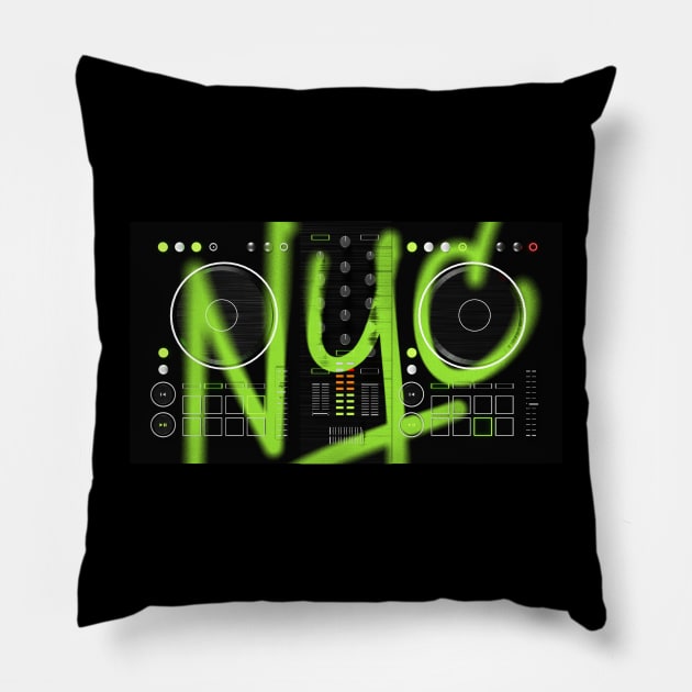 Dj Decks and New York tag Pillow by iamstuckonearth