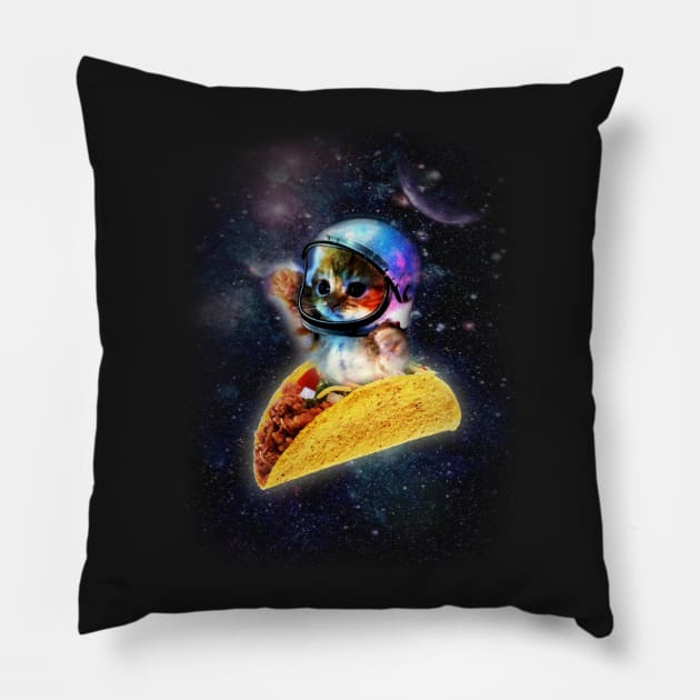 Taco Space Cat Pillow by SolarFlare