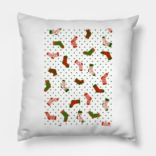 Christmas sock illustration, cute green polka dot holiday pattern 3 Pillow
