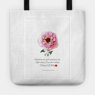 Printed zinnia flower card Tote