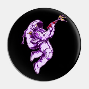 Astronaut Shoots Illustration Pin