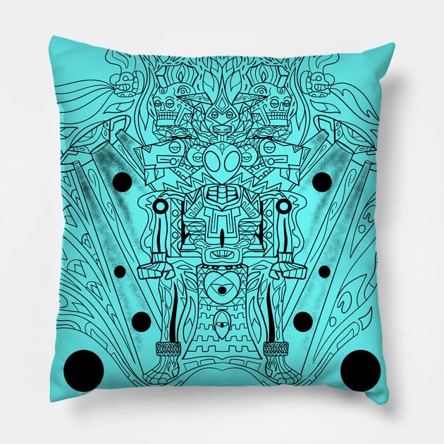 alien mictlan traveller ecopop Pillow by jorge_lebeau