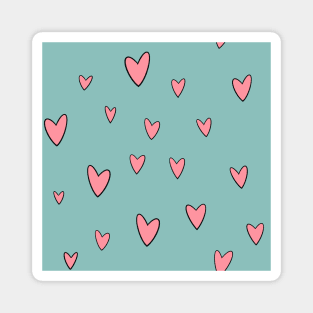 Kawaii Pastel Hearts-Teal Magnet