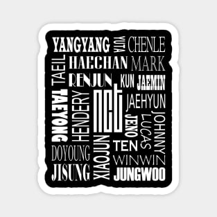 NCT MEMBERS NAMES AND LOGO COLAGE WHITE Magnet