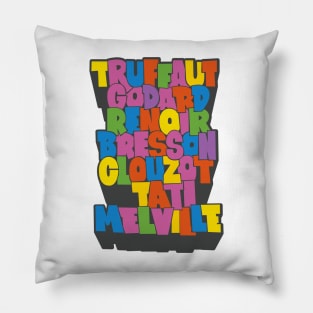 French Cult Movie Directors Typo Design Pillow