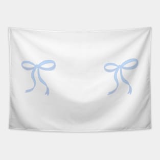 pair of cute Coquette baby blue ribbon bows repeating pattern seamless girly aesthetic this is me if you even care Tapestry