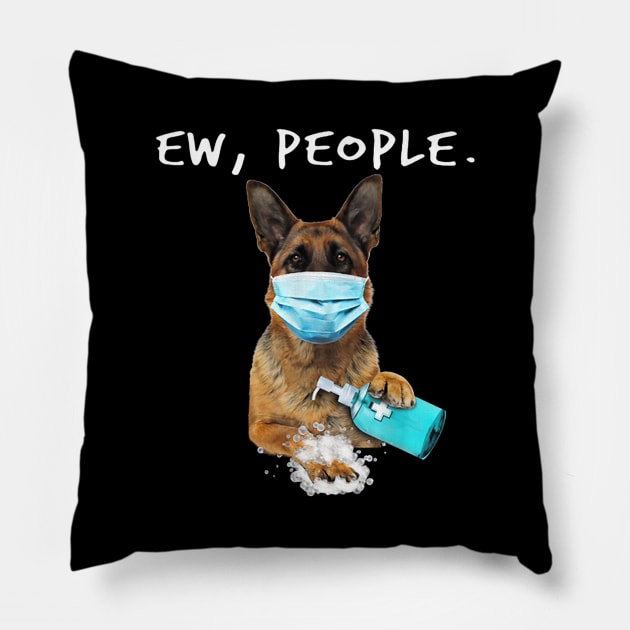 German Shepherd Ew People Dog Wearing A Face Mask Pillow by Carmenshutter