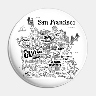 San Francisco Illustrated Map Pin