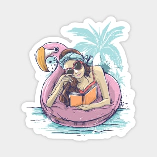 Flamingo beach girl Magnet