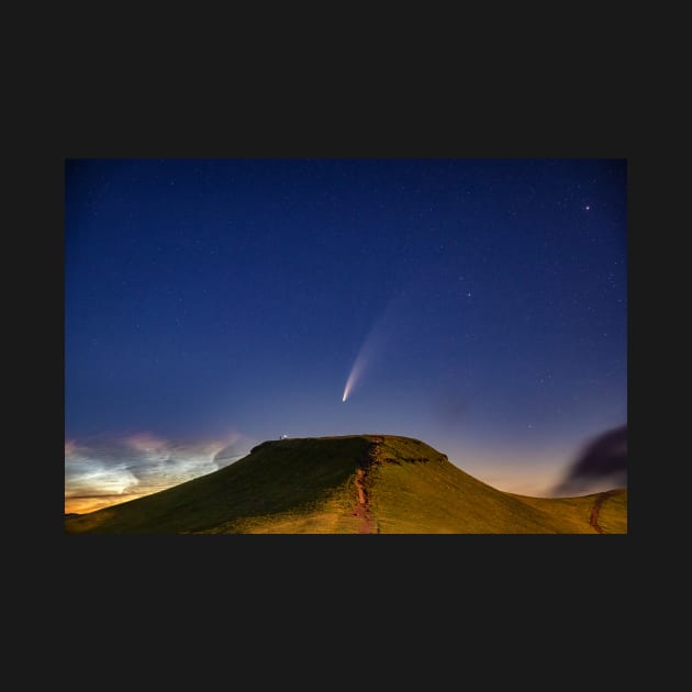 Comet NEOWISE and Noctilucent cloud over Corn Du in the Brecon Beacons National Park, Wales by dasantillo