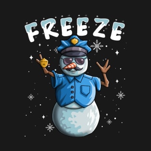 Cop Snowman Freeze Funny Police Christmas Snow Gift T-Shirt