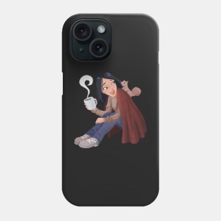 Woman Having Coffee with a Squirrel Phone Case