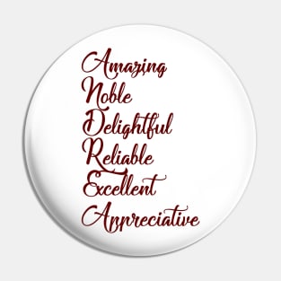 Gifts for ANDREA ~ Amazing, Noble, Delightful, Reliable... [ND#3C1V1] Pin